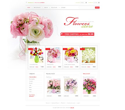 White Flower Shop Zen Cart Template by Mercury Zen Cart  TMT