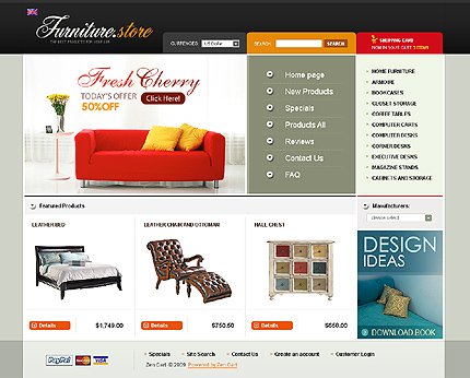 White Furniture Zen Cart Template by Delta Zen Cart  TMT