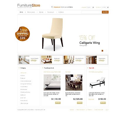 White Furniture Zen Cart Template by Mercury Zen Cart  TMT