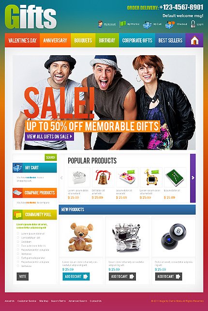 White Gifts Store Magento Theme by Mercury TMT