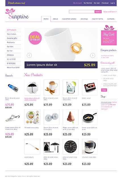 White Gifts Store Magento Theme by Hermes TMT