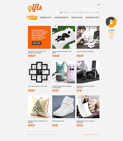 White Gifts Store Zen Cart Template by Hermes Zen Cart  TMT