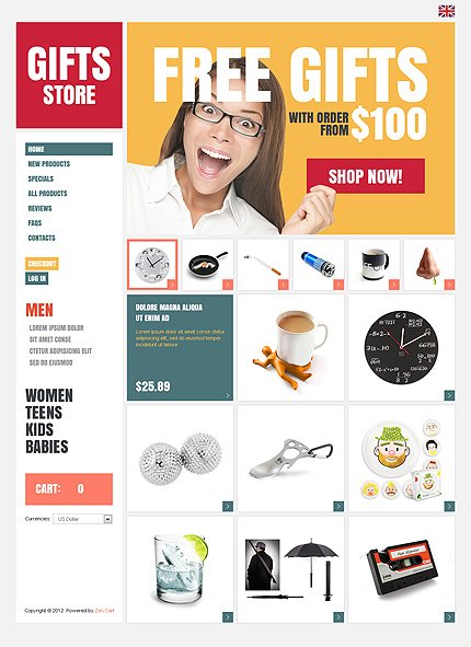 White Gifts Store Zen Cart Template by Hermes Zen Cart  TMT