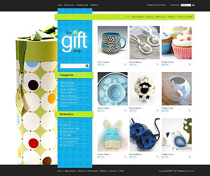 White Gifts Store Zen Cart Template by Elza Zen Cart  TMT