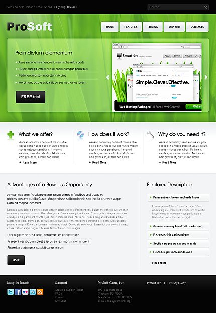 White & Green Software Company Joomla Template by Elza TMT