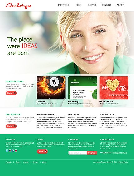 White & Green Design Studio Joomla Template by MariArti TMT