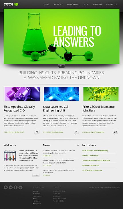 White & Green Science Joomla Theme by Oldman TMT