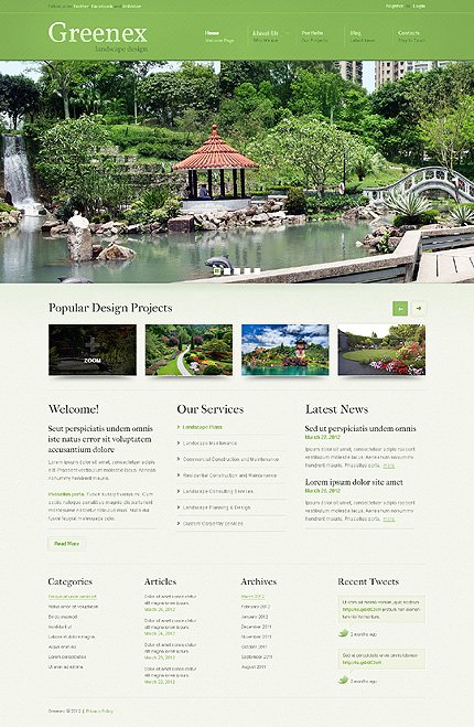 White & Green Landscape Design Joomla Template by Hinoriko TMT