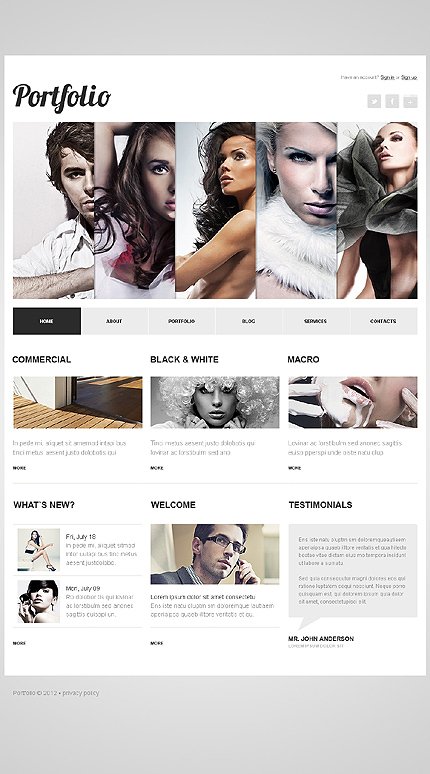White & Grey Photographer Portfolio Joomla Template by Cowboy TMT
