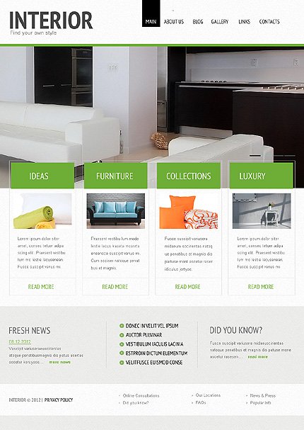 White & Grey Interior Design Joomla Template by Delta TMT