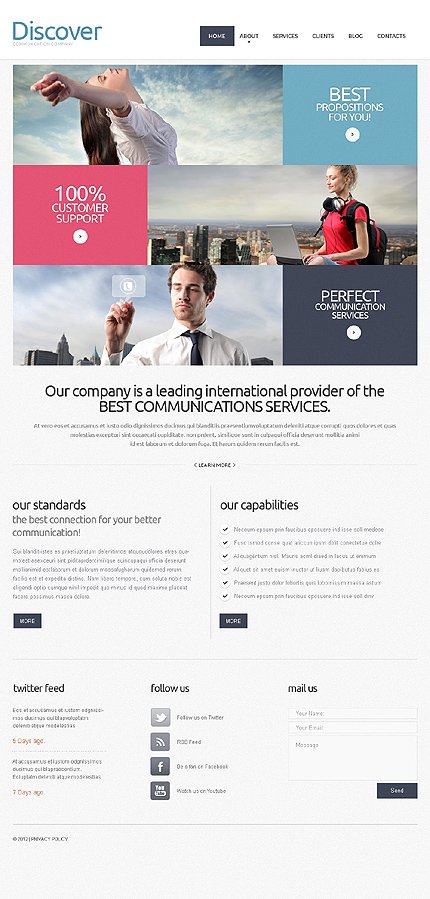 White & Grey Communications Joomla Theme by Sawyer TMT
