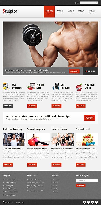 White & Grey Fitness Joomla Template by Hinoriko TMT