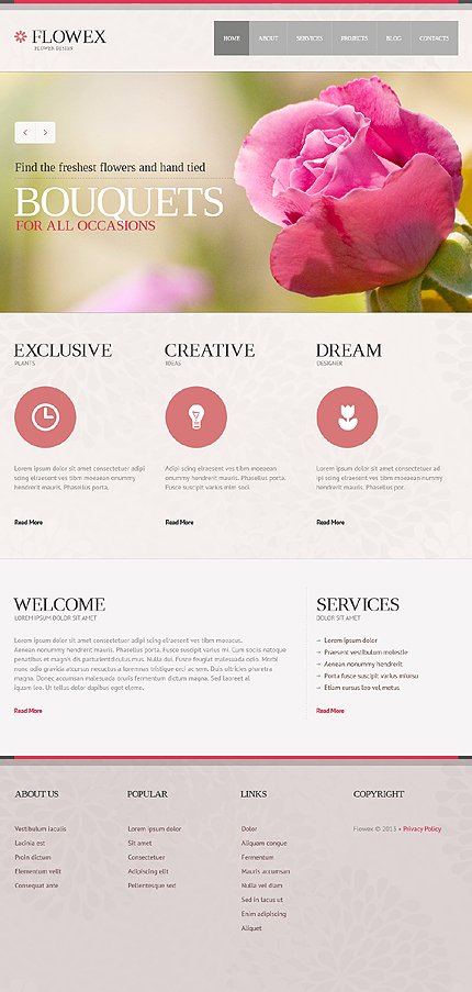 White & Grey Flowers Joomla Theme by Amour TMT