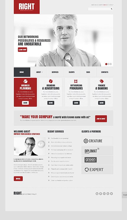 White & Grey Management Company Joomla Template by Sawyer TMT