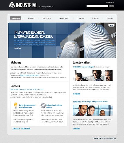 White & Grey Industrial Drupal Template by Di TMT