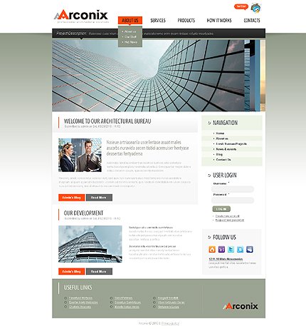 White & Grey Architecture Drupal Template by Delta TMT