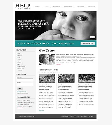 White & Grey Charity Drupal Template by Hugo TMT