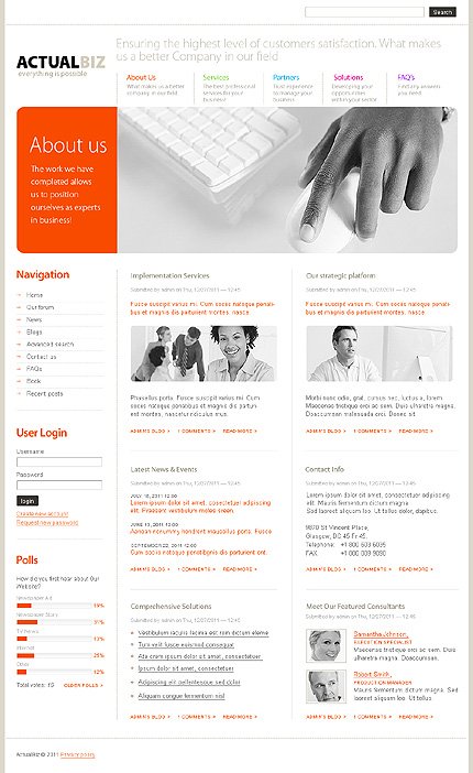 White & Grey Business Drupal Template by Cerberus TMT