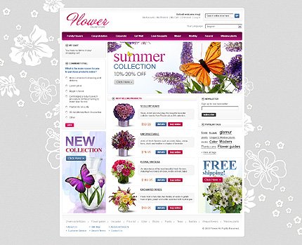 White & Grey Flower Shop Magento Theme by Di TMT