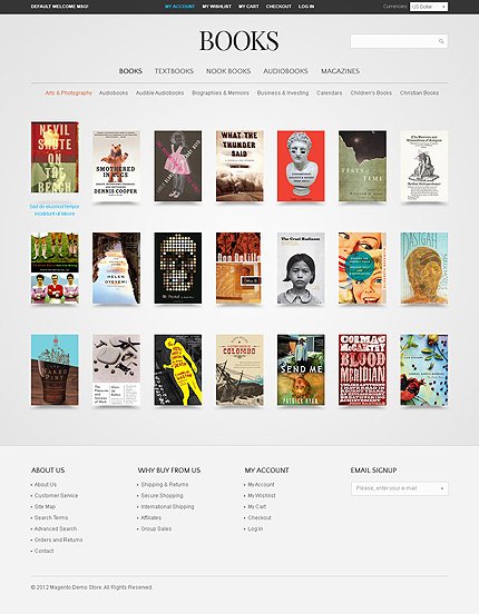 White & Grey Book Store Magento Theme by Hermes TMT