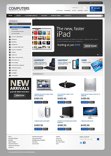 White & Grey Computer Store Magento Theme by Hermes TMT