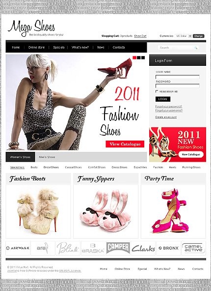 White & Grey Shoe Store VirtueMart Template by Delta TMT