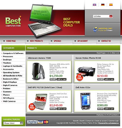 White & Grey Computer Store osCommerce Template by Maxwell osCommerce  TMT