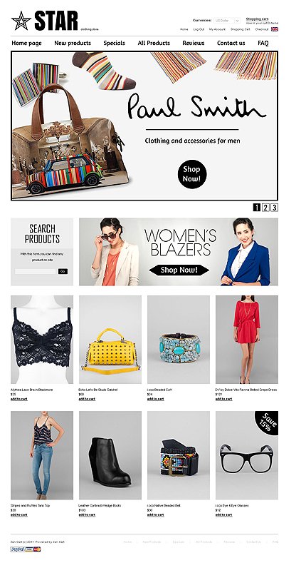 White & Grey Apparel Zen Cart Template by Di Zen Cart  TMT