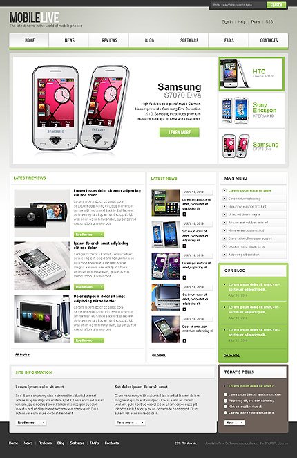 White & Grey Mobile Store Joomla Template by Mercury TMT