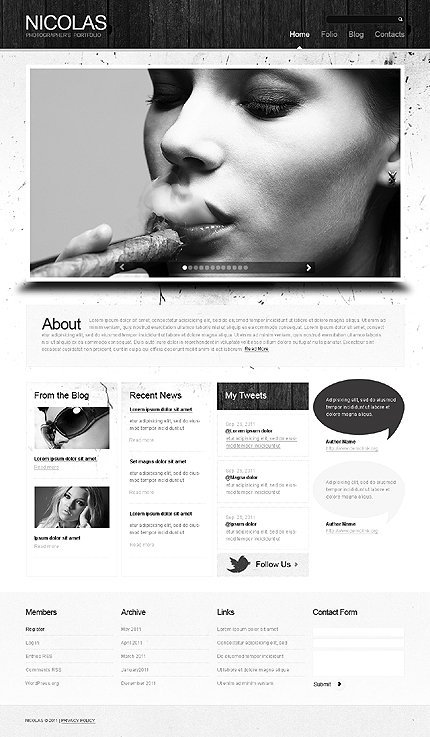 White & Grey Photographer Portfolio Joomla Template by Mercury TMT