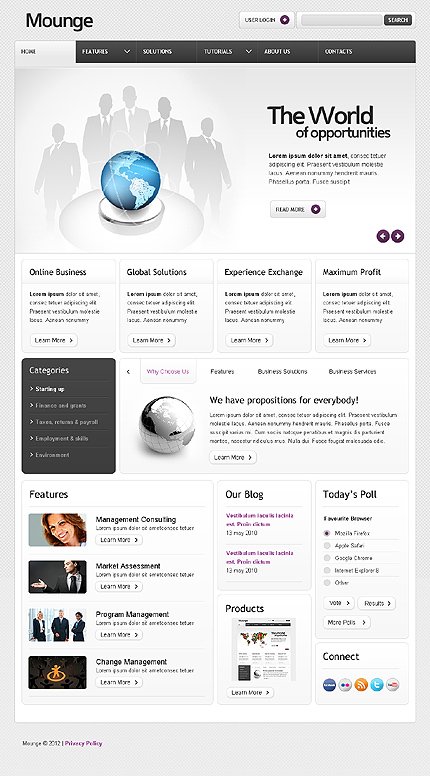 White & Grey Business Joomla Theme by Hugo TMT