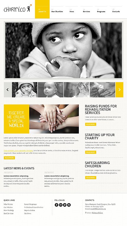 White & Grey Child Charity Joomla Template by Svelte TMT