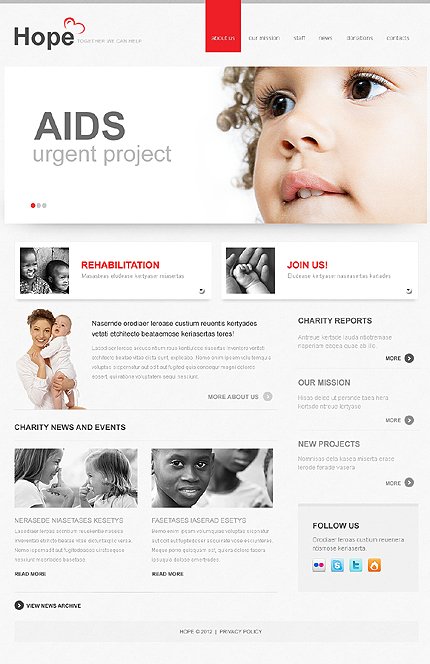 White & Grey Child Charity Joomla Template by Delta TMT