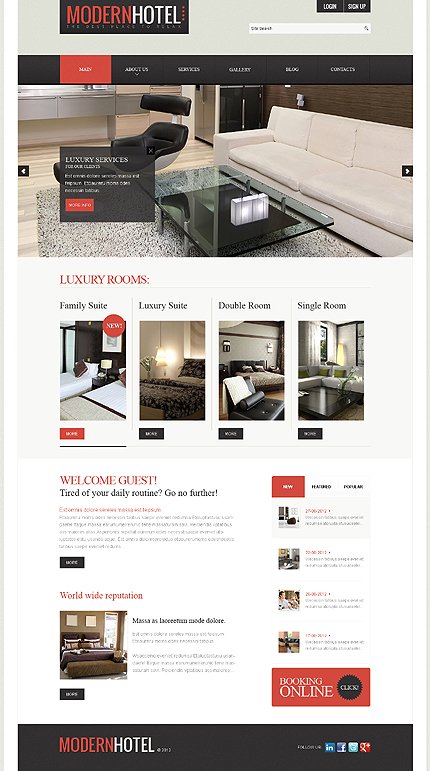 White Hotels Joomla Theme by Sawyer TMT