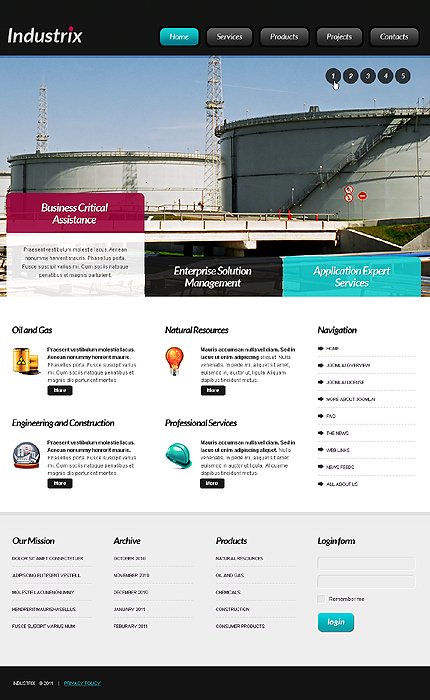 White Industrial Joomla Theme by Nessy TMT