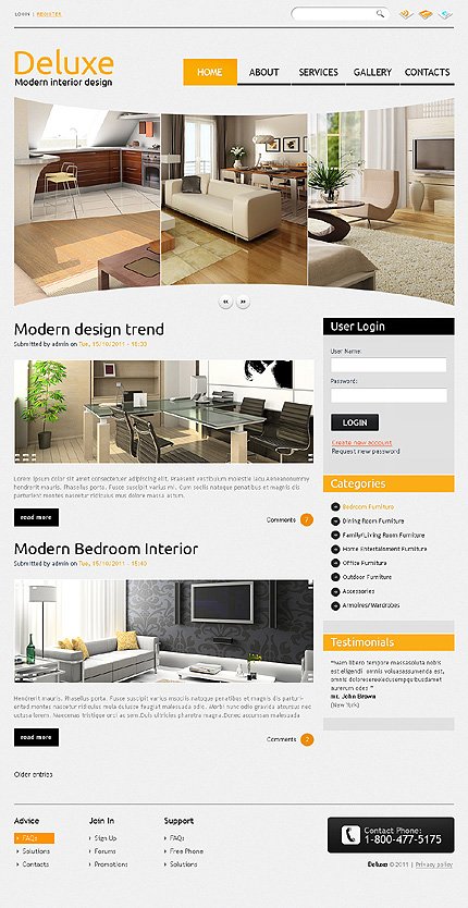 White Interior Design Drupal Theme by Sawyer TMT