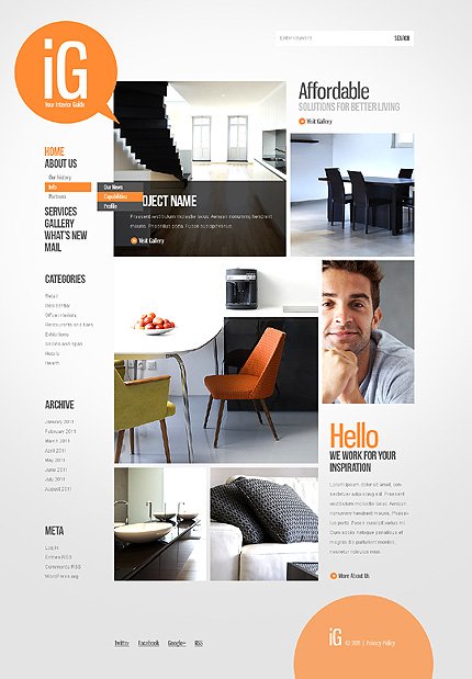 White Interior Design WordPress Theme by Elza TMT