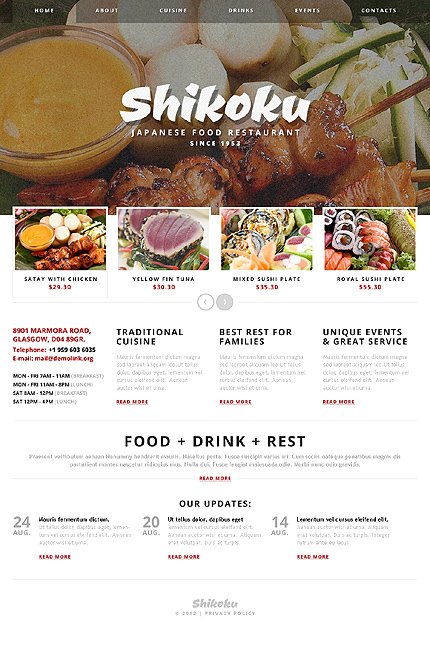 White Japanese Restaurant Joomla Template by Glenn TMT