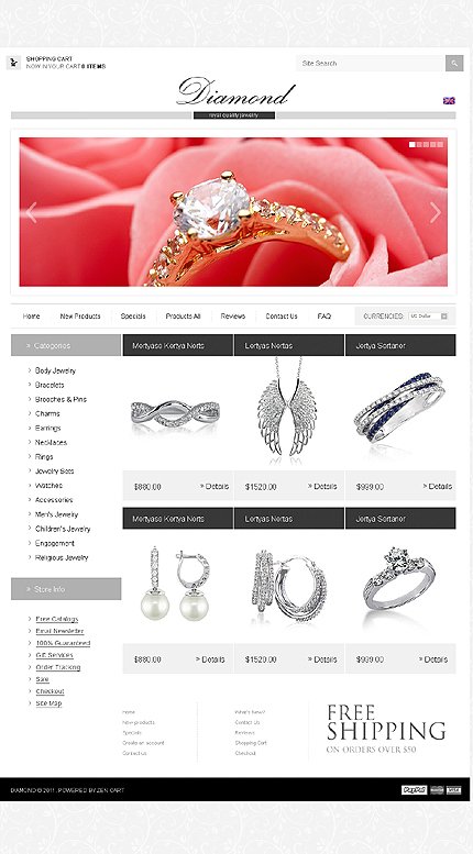 White Jewelry Zen Cart Theme by Delta Zen Cart  TMT