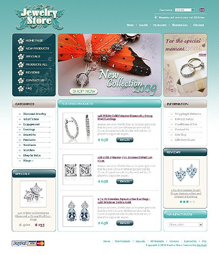 White Jewelry Zen Cart Theme by Butterfly Zen Cart  TMT