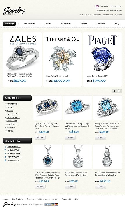 White Jewelry Zen Cart Theme by Di Zen Cart  TMT
