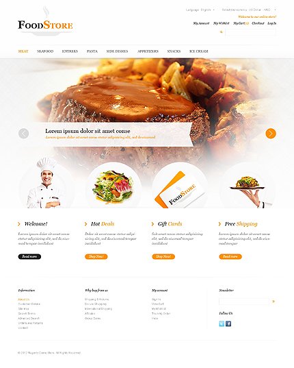 White Magento Food Store Template by Hermes TMT