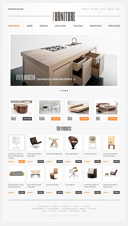 White Magento Furniture Template by Hermes TMT