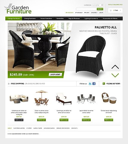 White Magento Furniture Template by Hermes TMT