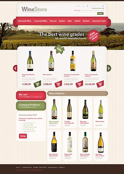 White Magento Wine Theme by Mercury TMT