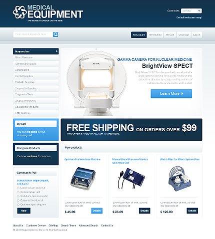 White Medical Equipment Magento Theme by Mercury TMT
