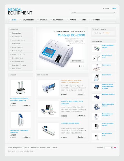 White Medical Equipment Zen Cart Template by Hermes Zen Cart  TMT