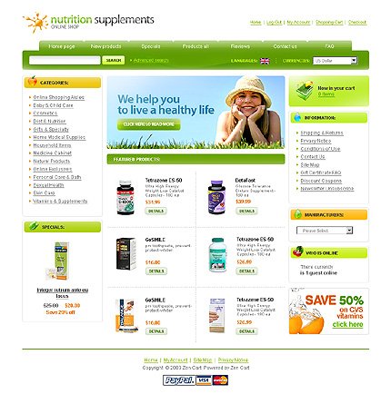 White Nutrition Store Zen Cart Template by Matrix Zen Cart  TMT