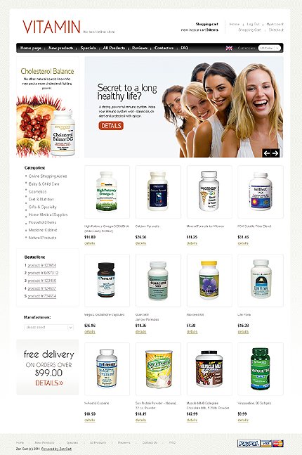 White Nutrition Store Zen Cart Template by Di Zen Cart  TMT
