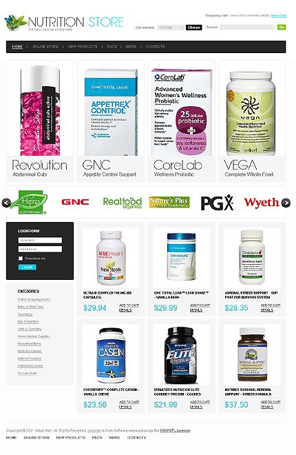 White Nutrition Store VirtueMart Template by Di TMT